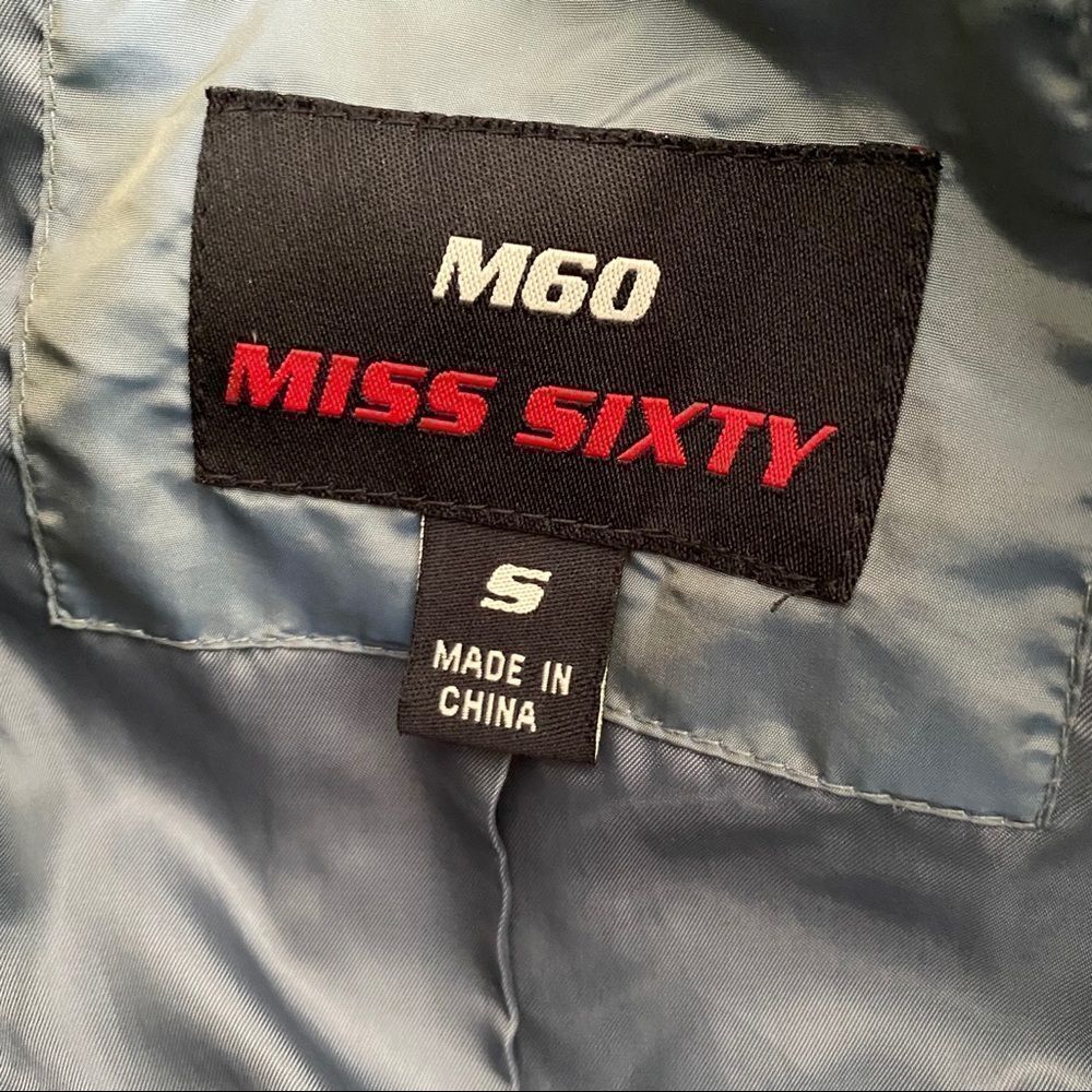 Miss Sixty metallic teal down parka hooded coat S - Picture 5 of 8